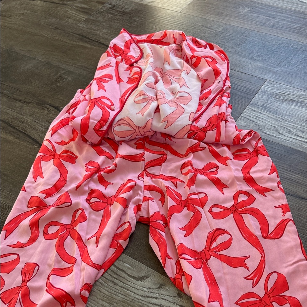 Pink and Red Bow Print PJs